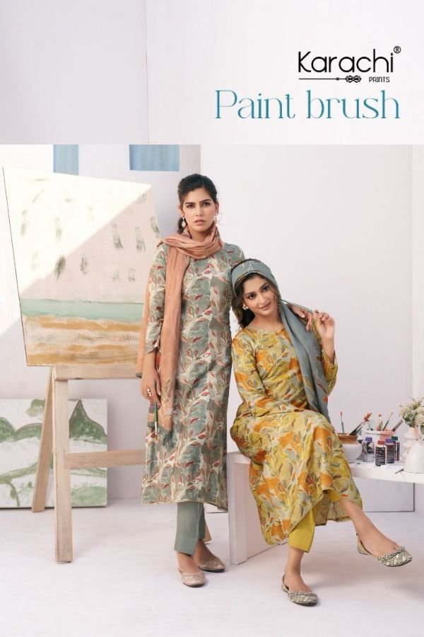 Kesar Karachi Paint Brush Muslin Summer Suit 4Pcs Catalog
