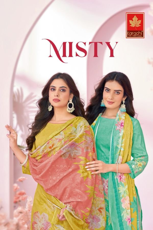 Kesar Karachi Misty Lawn Cotton Printed 4Pcs Suits Catalog
