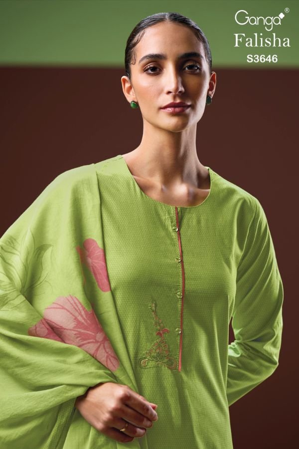 Ganga Fashion Falisha 3646 Cotton 4pcs Suit Catalog