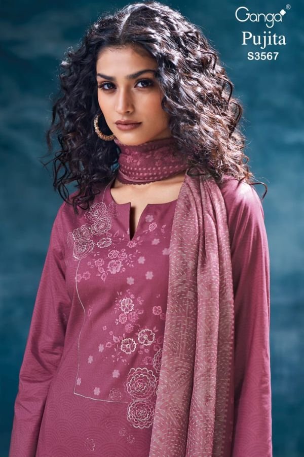 Ganga Fashion Pujita S3567 Cotton 4pcs Ladies Suit Catalog