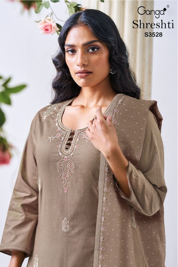 Ganga Fashion Shreshti S3528 Cotton 4pcs Ladies Suit Catalog