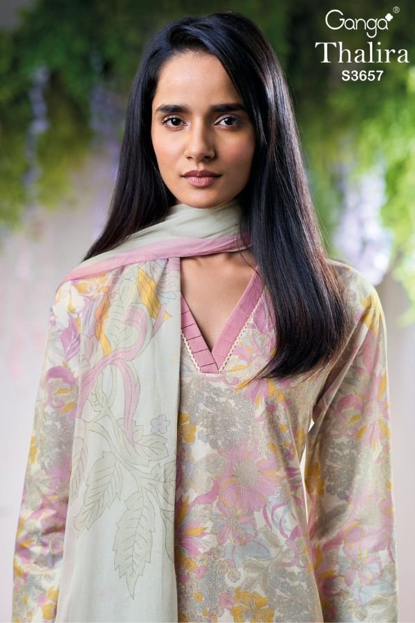 Ganga Fashion Thalira S3657 Cotton 4pcs Ladies Suit Catalog