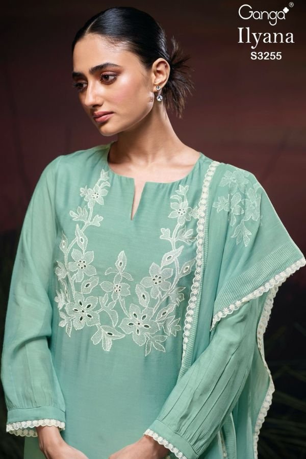 Ganga Fashions ILyana S3255 Silk 4pcs Ladies Suit Catalog