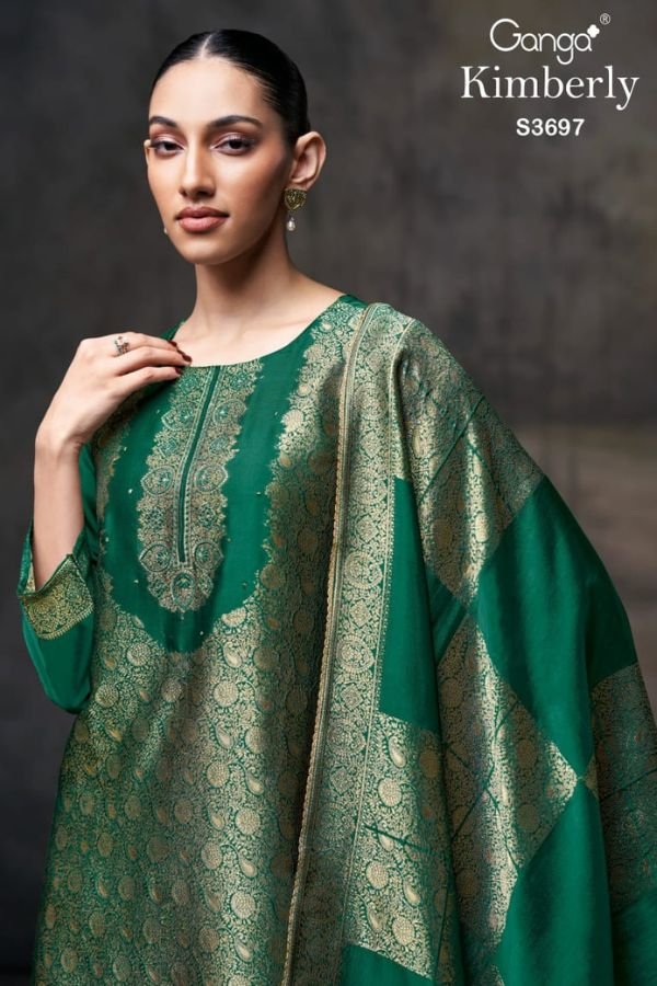 Ganga Fashions Kimberly S3697 Silk 4pcs Ladies Suit Catalog