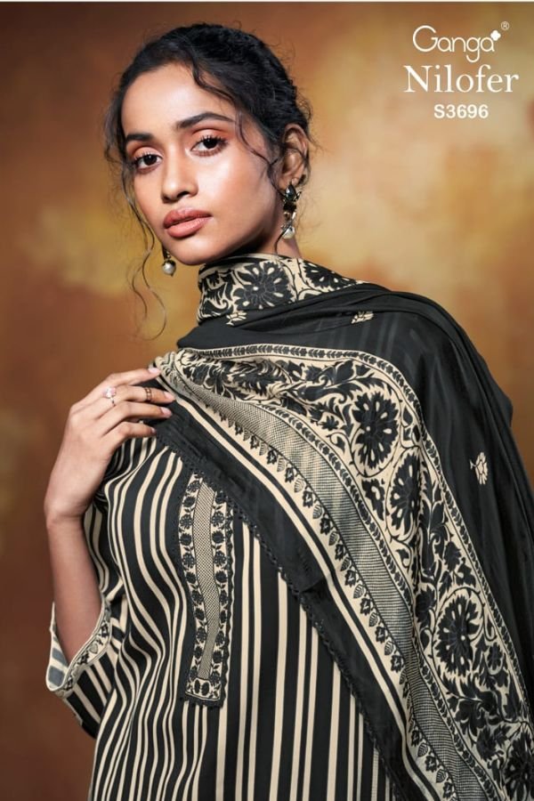 Ganga Fashions Nilofer S3696 Cotton Satin 4pcs Suit Catalog