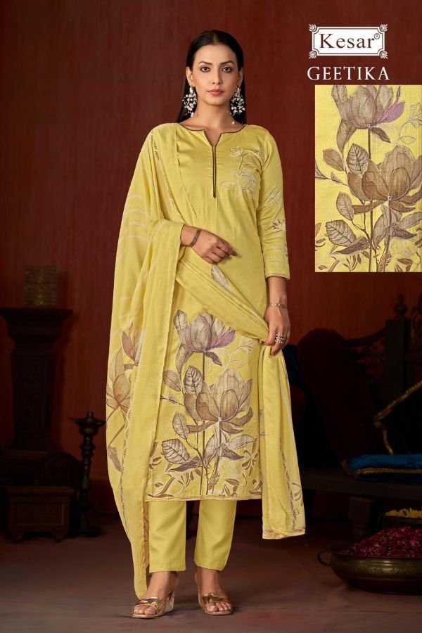Kesar Karachi Geetika Jam Satin Ladies Suit 4Pcs Catalog