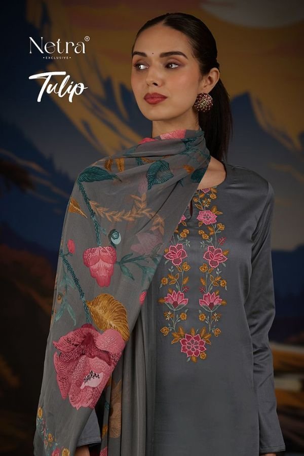 Netra Exclusive Tulip 4Pcs Cotton Silk Ladies Suit Catalog
