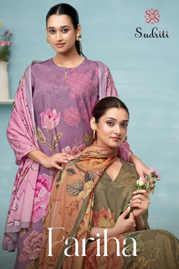 Sahiba Sudriti Fariha Cotton Lawn Printed 5Pcs Catalog Suit
