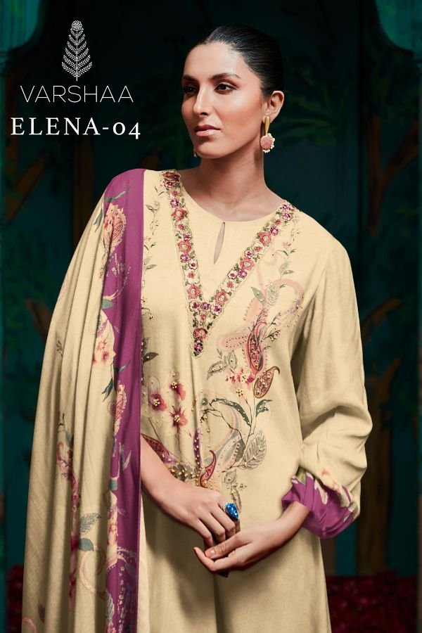 Varsha Fashion Elena-04 Muslin 4pcs Suits Catalog