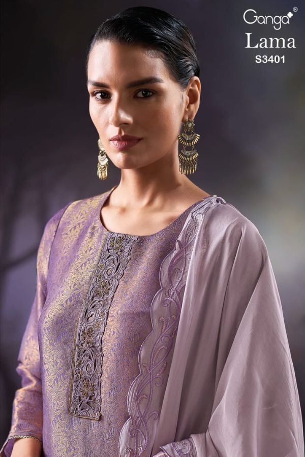 Ganga Fashion Lama S3401 Ladies 2pcs Silk Suit Catalog