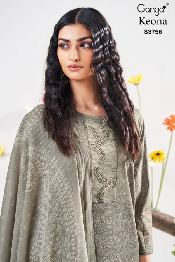 Ganga Fashions Keona S3756 Cotton Satin 4pcs Suit Catalog