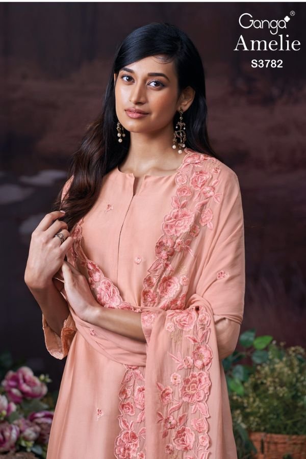 Ganga Fashion Amelie S3782 Silk Satin 2pcs Suit Catalog