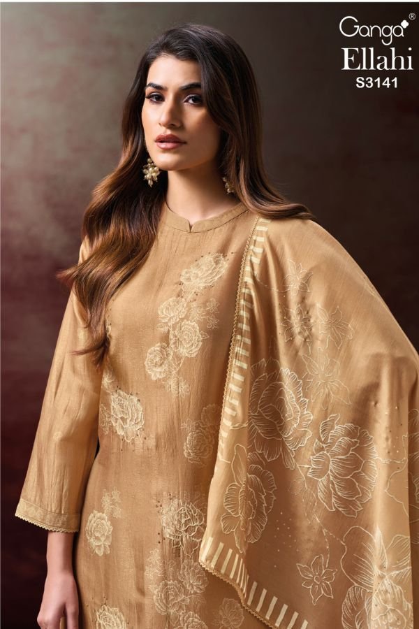 Ganga Fashion Ellahi S3141 Ladies Silk 4pcs Suit Catalog
