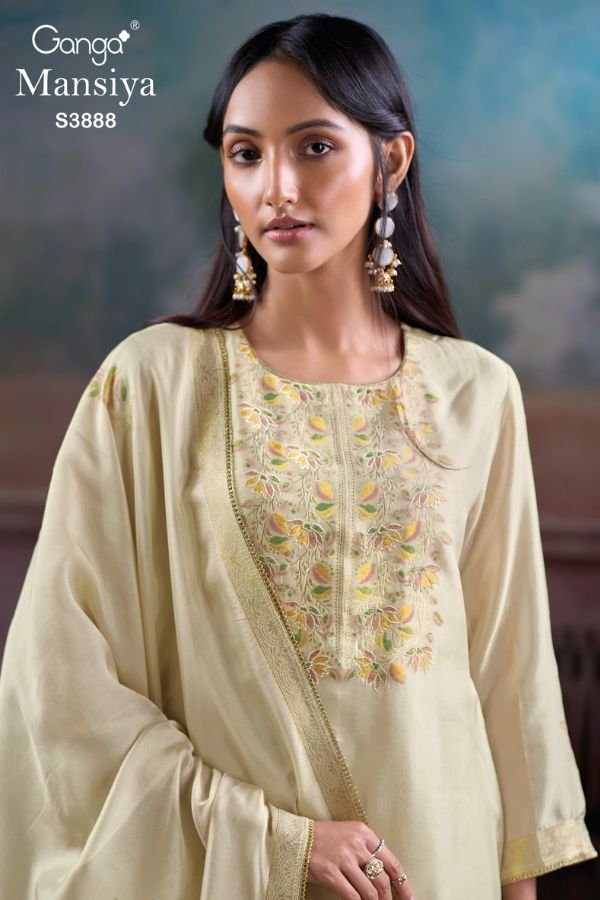 Ganga Fashion Mansiya S3888 Ladies Silk 6pcs Suit Catalog