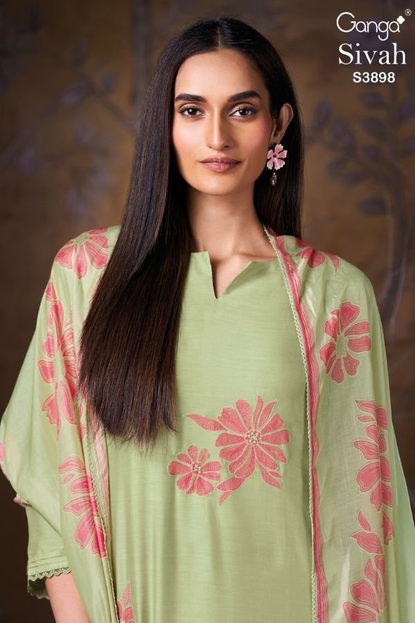 Ganga Fashion Sivah S3898 Ladies Silk 3pcs Suit Catalog