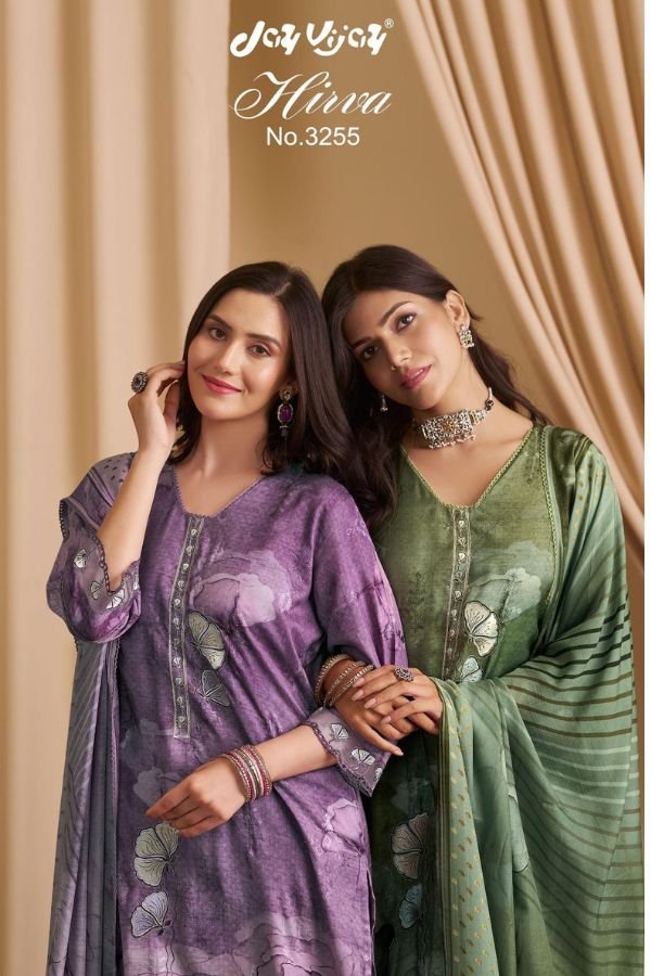 Jay Vijay Prints Hirva 3255 Moga Silk 4pcs Suit Set Catalog