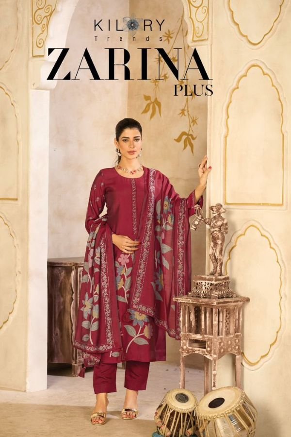 Kilory Trends Zarina Plus Muslin Silk 6Pcs Salwar Suit Set