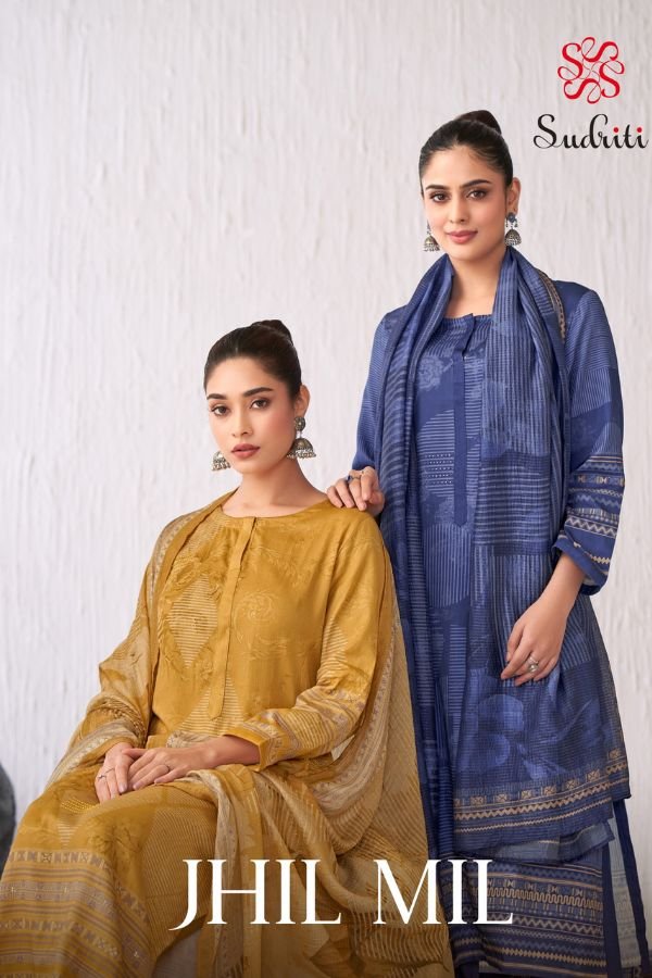 Sahiba Sudiriti Jhil Mil Satin Printed 6Pcs Catalog Suit