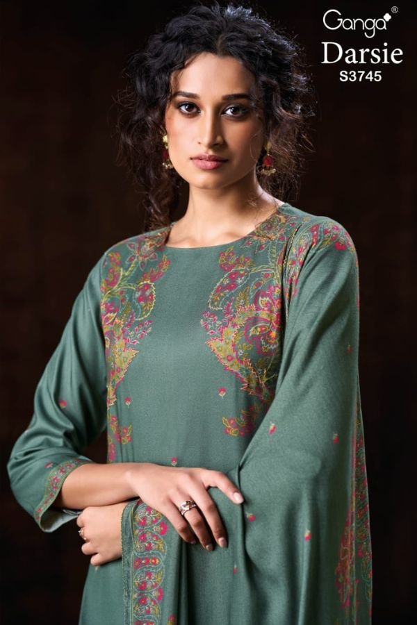Ganga Fashion Darsie S3745 Pashmina Winter 4pcs Suit Set