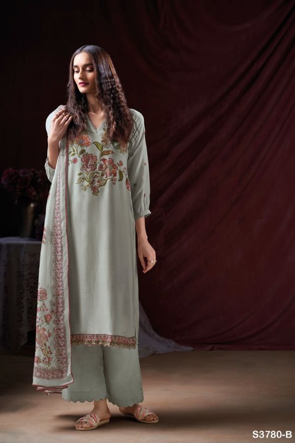 Ganga Fashion Grezia S3780 Silk Satin 2pcs Suit Catalog