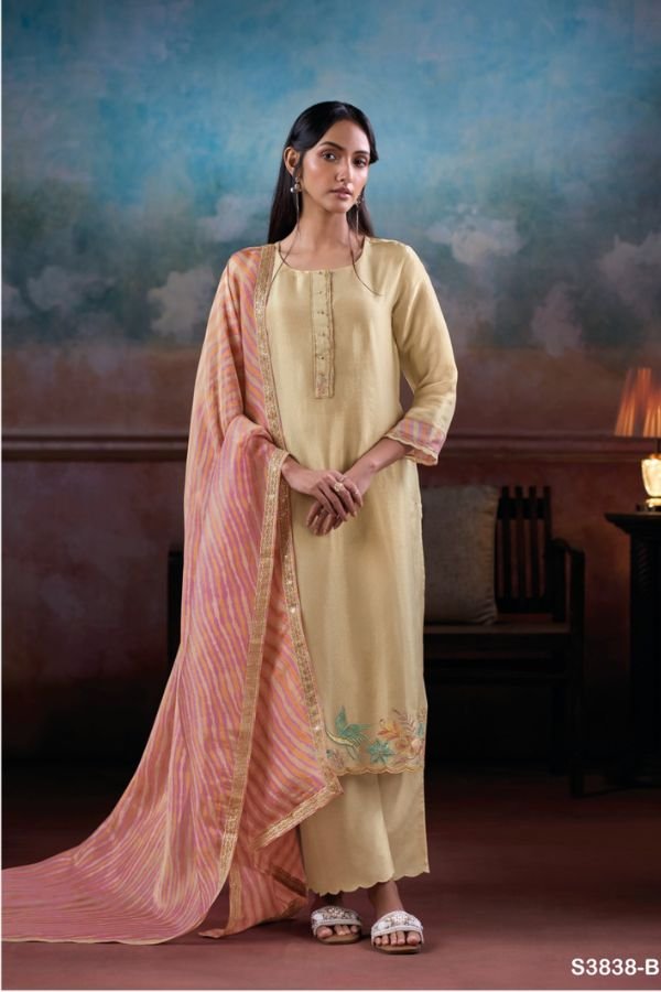 Ganga Fashion Inel S3838 Silk 2pcs Ladies Suit Catalog