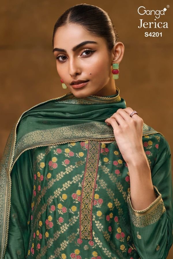 Ganga Fashion Jerica S4201 Silk 4pcs Ladies Suit Catalog