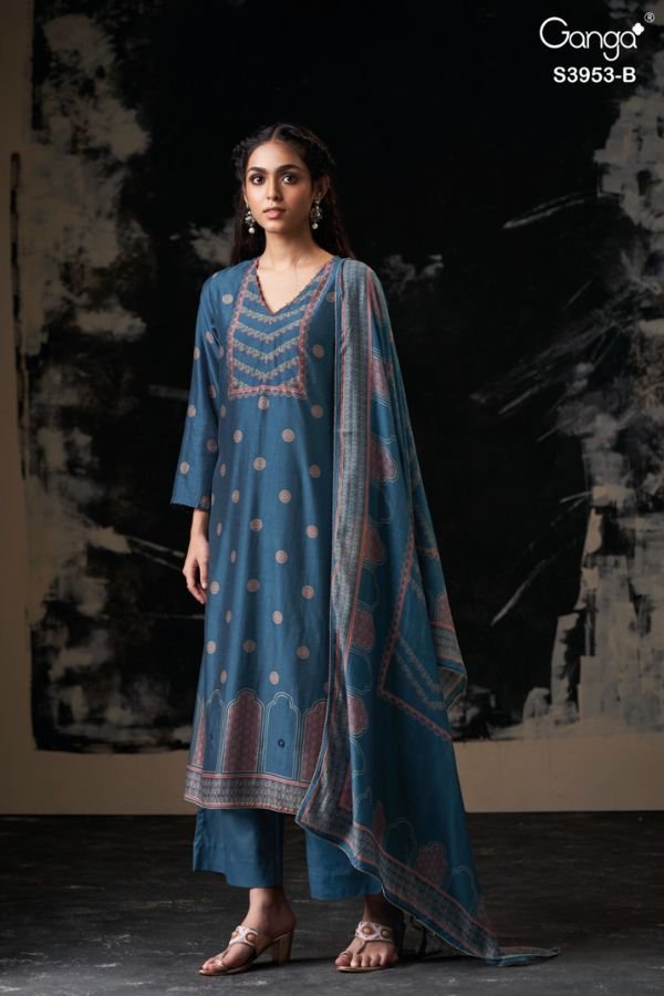 Ganga Fashion Kriva S3953 Silk 2pcs Ladies Suit Catalog