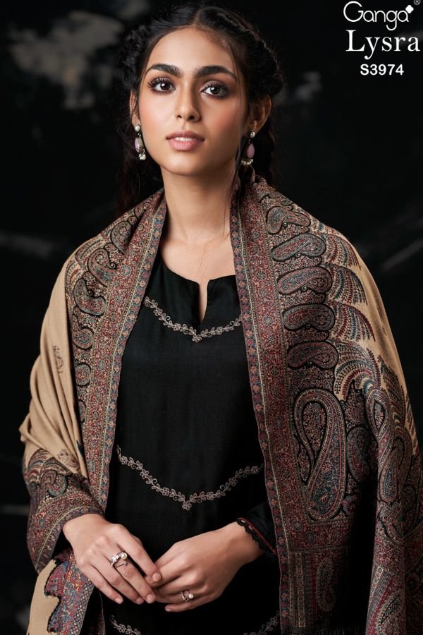Ganga Fashion Lysra Pashmina Winter 4pcs Suits Catalog
