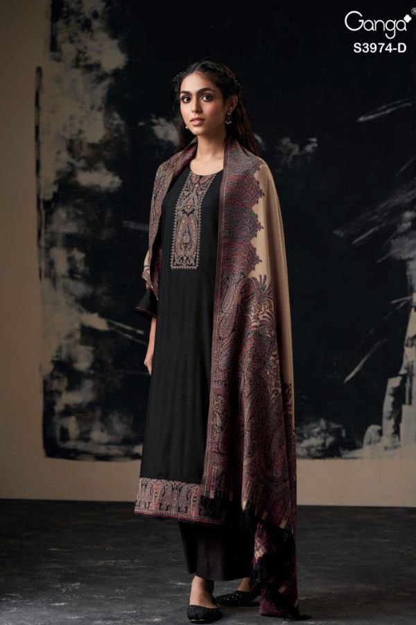 Ganga Fashion Lysra Pashmina Winter 4pcs Suits Catalog