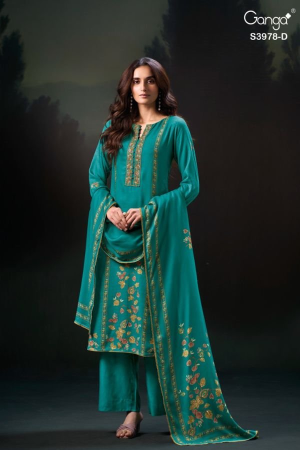 Ganga Fashion Nilak S3978 Pashmina Winter 4pcs Suit Set