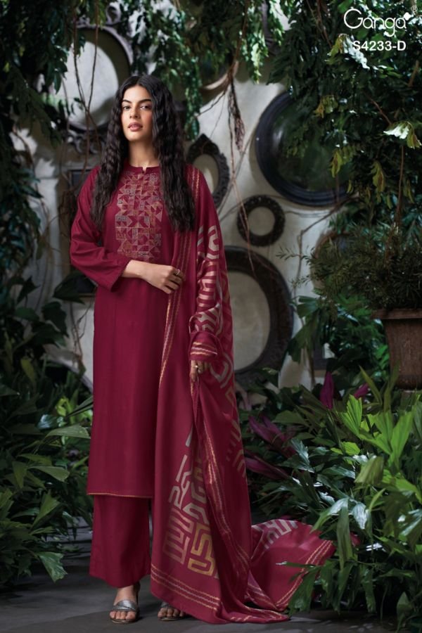 Ganga Fashion Vinishka S4233 Pashmina Winter 4pcs Suit Set