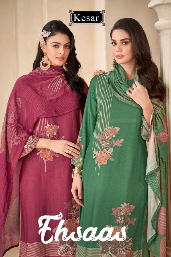 Kesar Karachi Ehsaas Pashmina 3pcs Salwar Suit Catalog