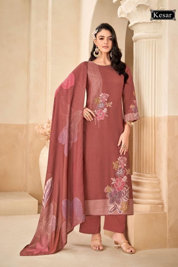 Kesar Karachi Ehsaas Pashmina 3pcs Salwar Suit Catalog