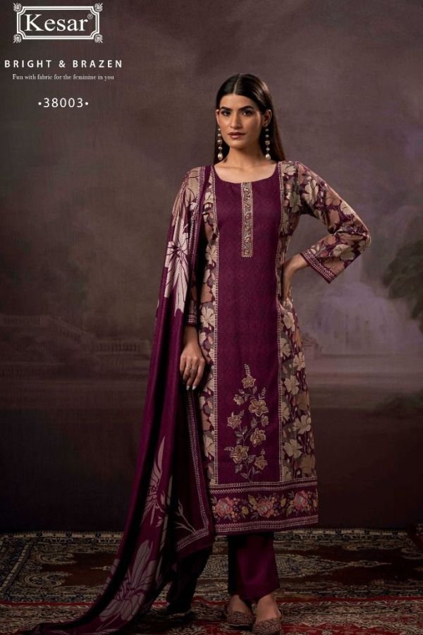 Kesar Karachi Sindoor Pashmina 3pcs Salwar Suit Catalog