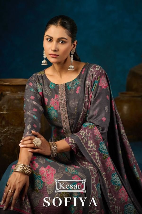 Kesar Karachi Sofiya Pashmina 4pcs Salwar Suit Catalog
