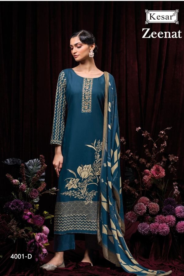 Kesar Karachi Zeenat Pashmina 4pcs Salwar Suit Catalog