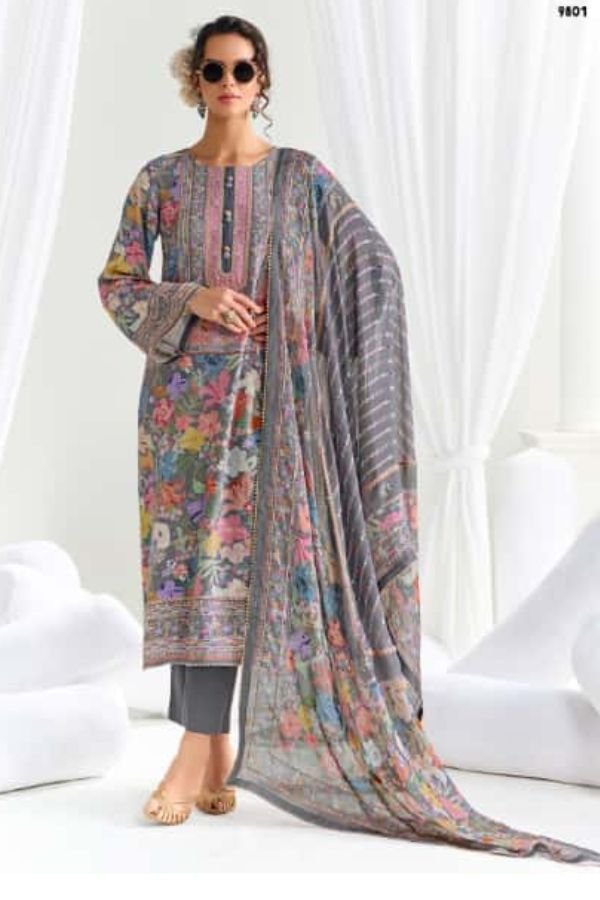 Kimora Fashion Heer Chamak Pashmina 6pcs Suits Catalog