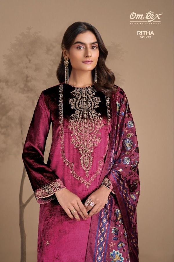 Omtex Ritha Vol 33 Velvet 4pcs Winter Salwar Suit Full Set