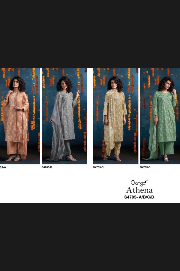 Ganga Fashion Athena S4705 Premium Cotton 4pcs Suit Catalog