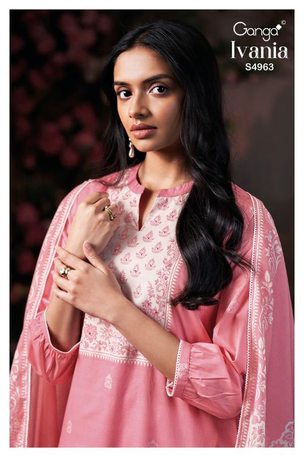 Ganga Fashion Ivania S4963 Premium Cotton 4pcs Suit Catalog
