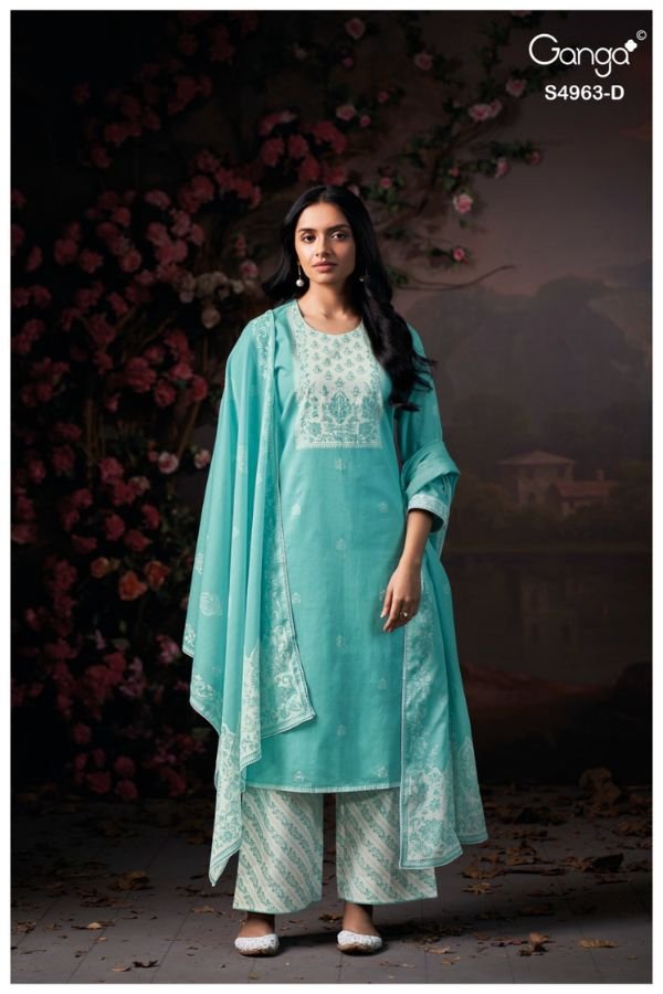 Ganga Fashion Ivania S4963 Premium Cotton 4pcs Suit Catalog