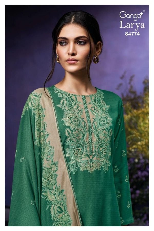 Ganga Fashion Larya S4774 Premium Cotton 4pcs Suit Catalog