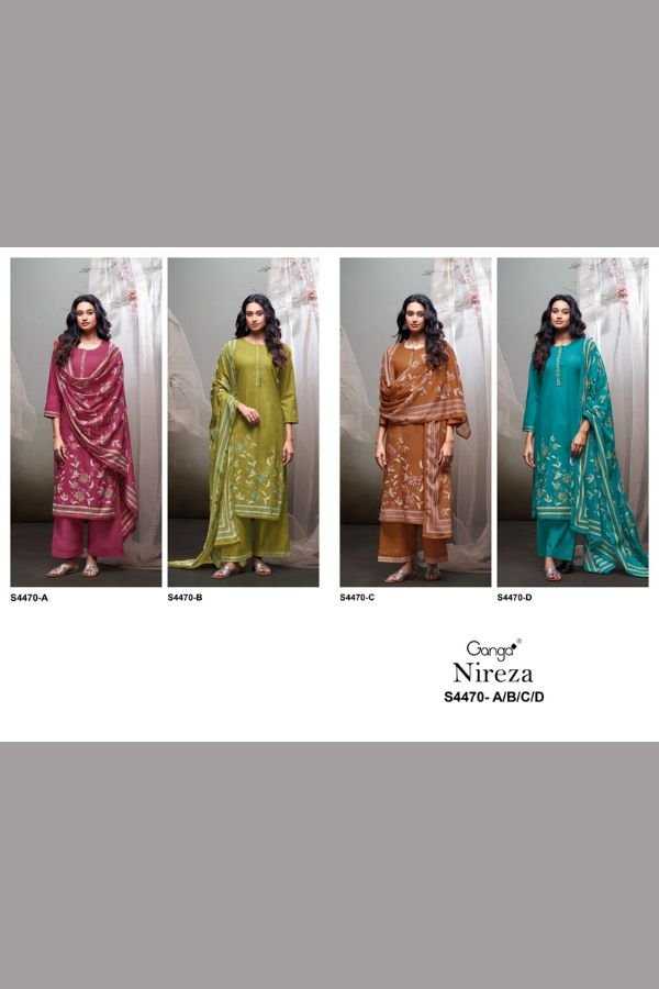 Ganga Fashion Nireza S4470 Pure Cotton 4pcs Suit Catalog