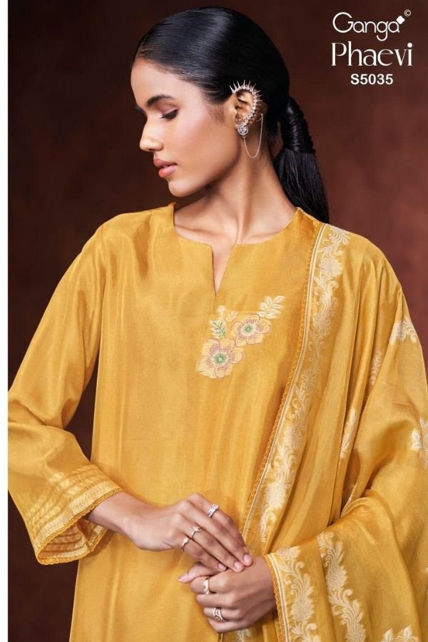 Ganga Fashion Phaevi S5035 Silk 5pcs Ladies Suit Catalog