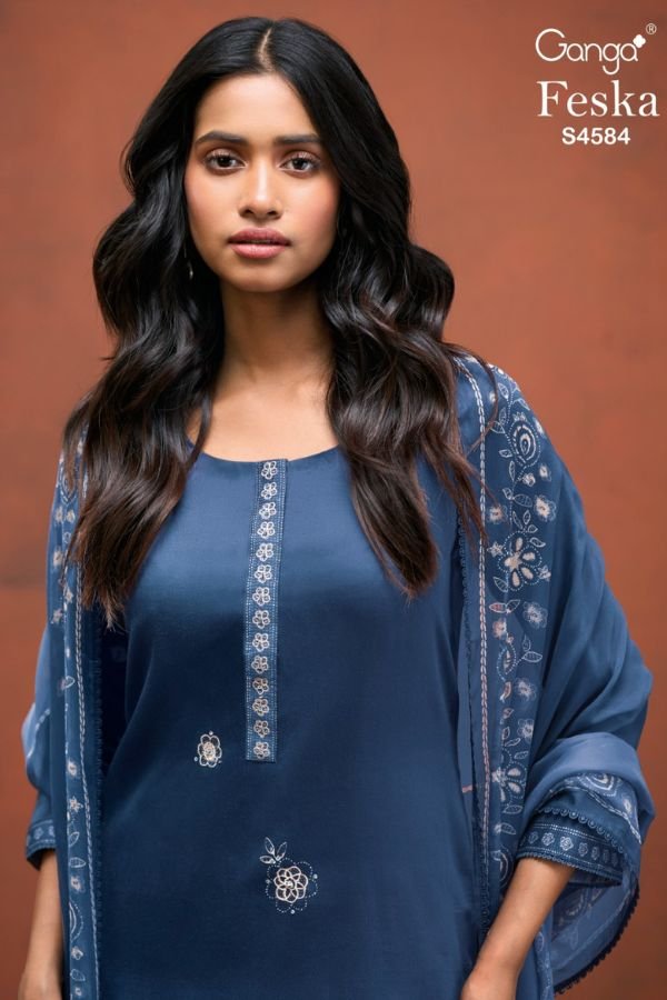 Ganga Fashion Feska S4584 Premium Cotton 4pcs Suit Catalog