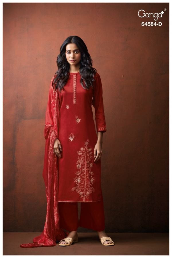 Ganga Fashion Feska S4584 Premium Cotton 4pcs Suit Catalog