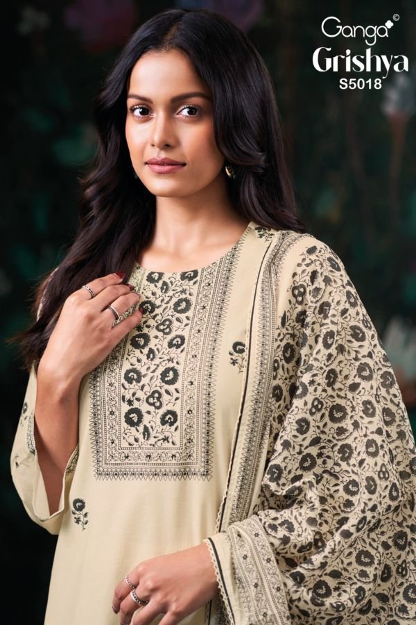 Ganga Fashion Grishya S5018 Premium Cotton 4pcs Suit Catalog