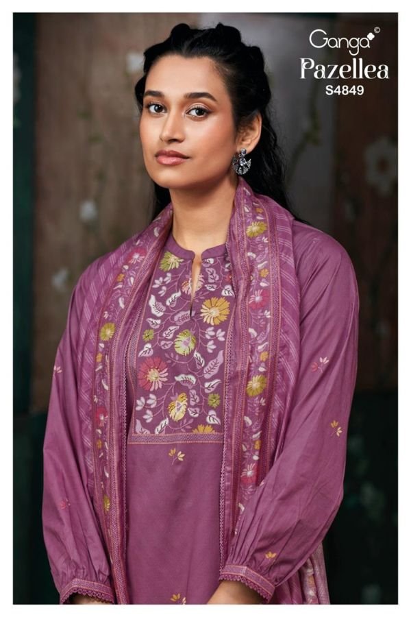 Ganga Fashion Pazellea S4849 Premium Cotton 4pcs Suit Catalog