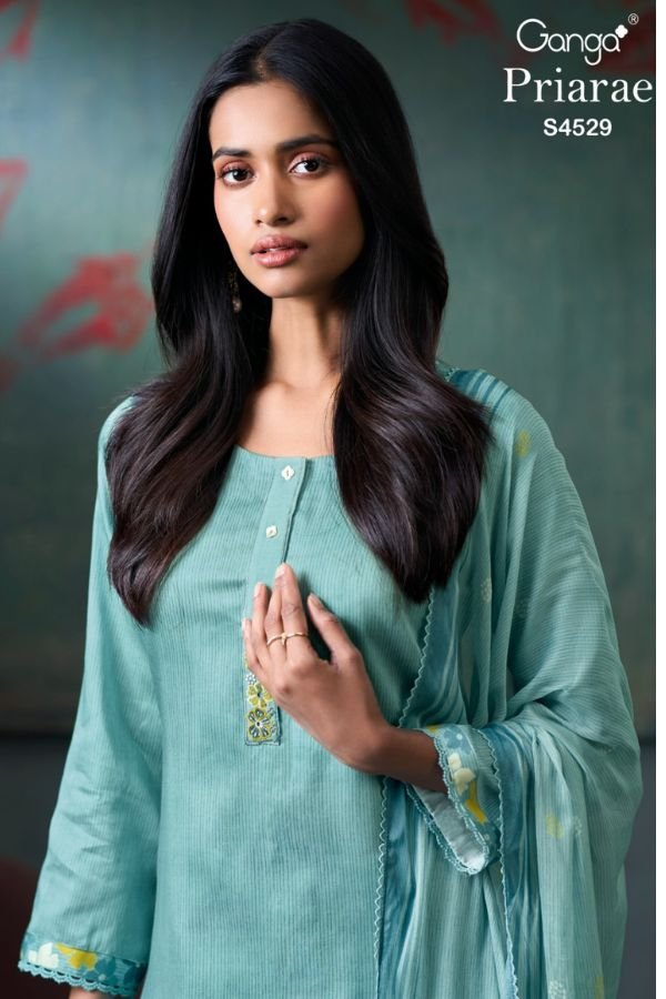 Ganga Fashion Priarae S4529 Premium Cotton 4pcs Suit Catalog