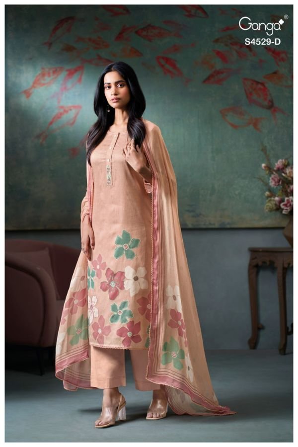 Ganga Fashion Priarae S4529 Premium Cotton 4pcs Suit Catalog